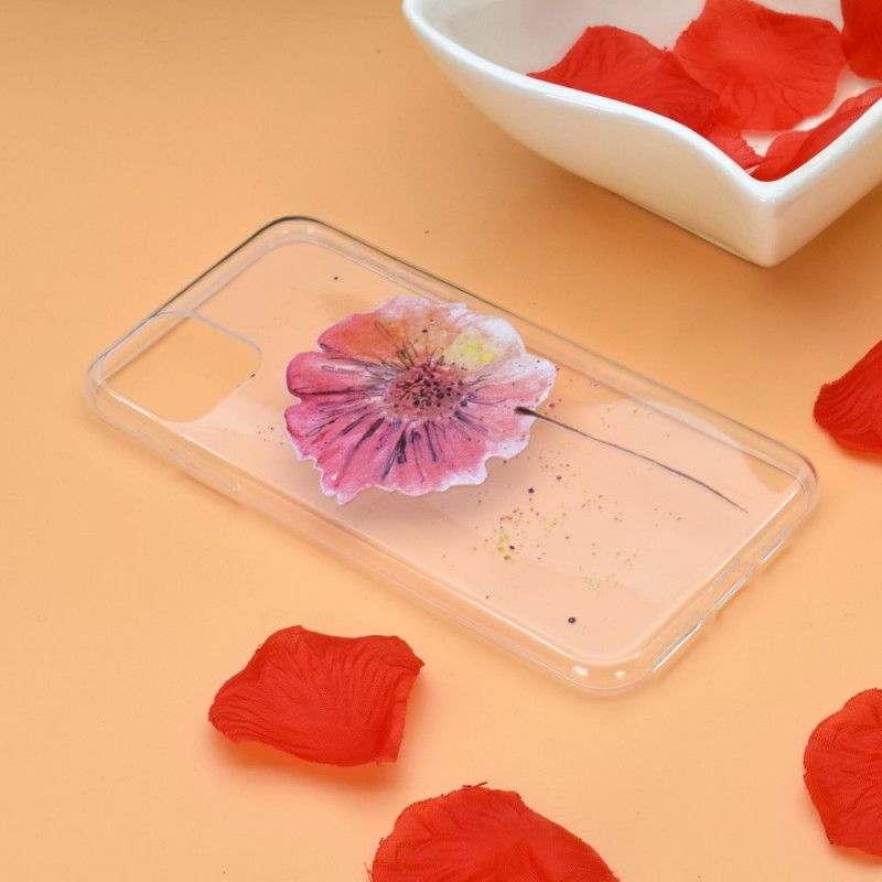 Hülle iPhone 11 Pro Handyhülle Transparente Aquarellmohnblume