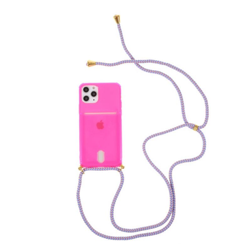 Hülle iPhone 11 Pro Magenta Mit Kartenhalter Schnurgebunden