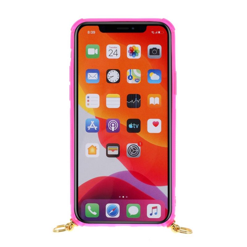 Hülle iPhone 11 Pro Magenta Mit Kartenhalter Schnurgebunden