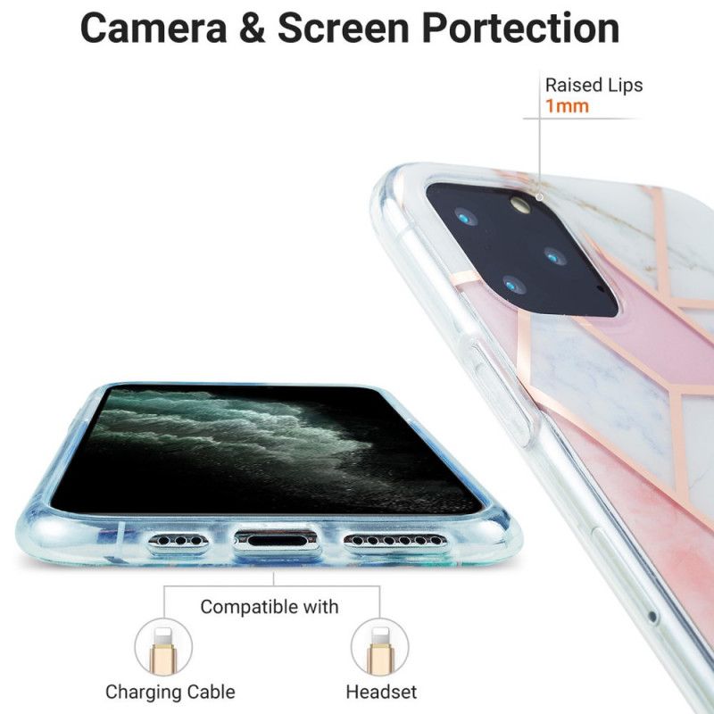 Hülle iPhone 11 Pro Pink Handyhülle Auffälliger Geometrischer Marmor