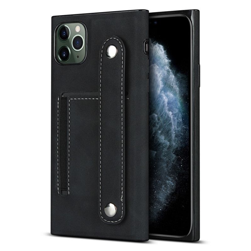 Hülle iPhone 11 Pro Schwarz Kartenhalter Und Gurt