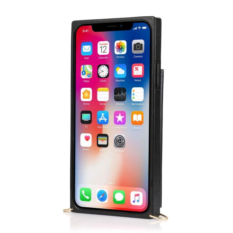 Hülle iPhone 11 Pro Schwarz Multifunktional Mit Verstellbarem Gurt