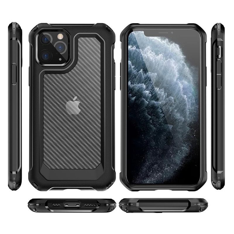 Hülle iPhone 11 Pro Schwarz Transparente Kohlefasertextur