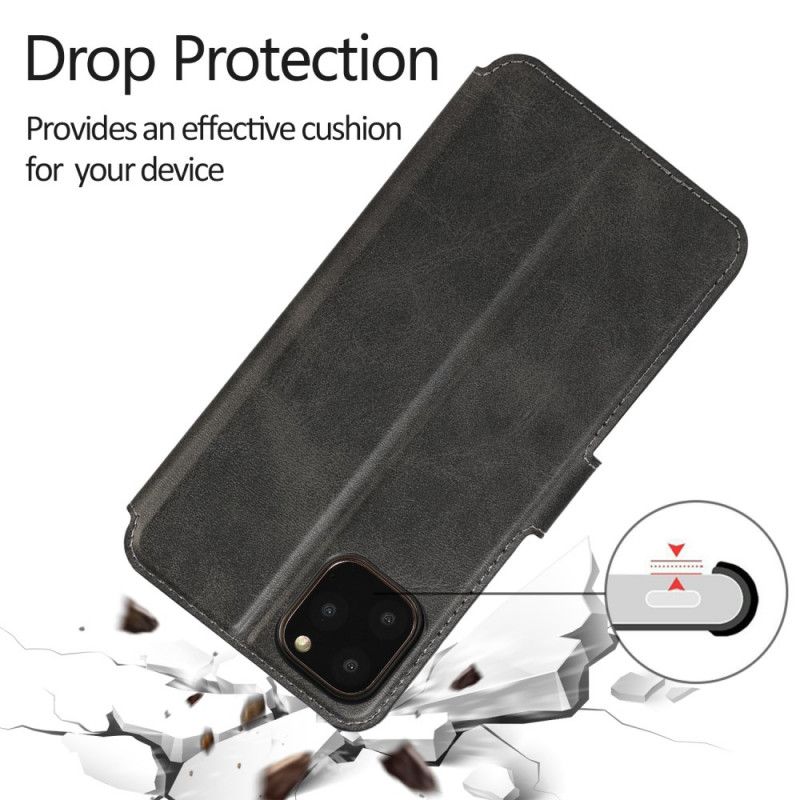 Lederhüllen Für iPhone 11 Pro Grau Brieftaschenledereffekt