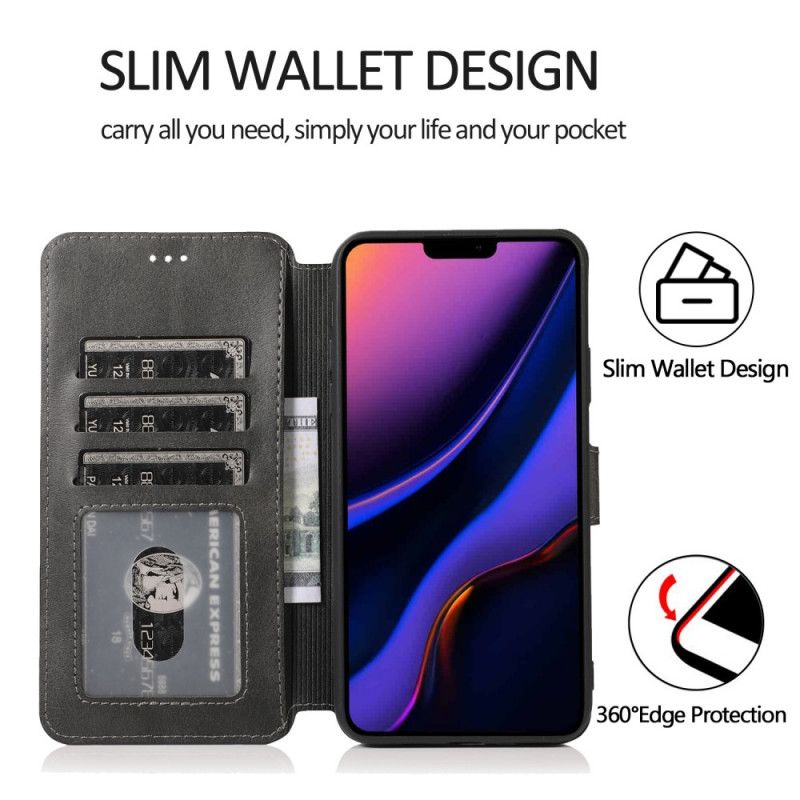 Lederhüllen Für iPhone 11 Pro Grau Brieftaschenledereffekt
