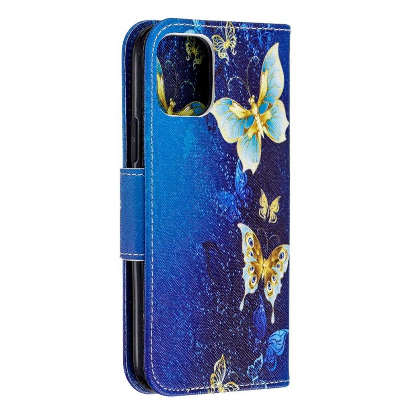 Lederhüllen iPhone 11 Pro Dunkelblau Erstaunliche Schmetterlinge