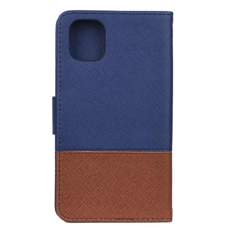 Lederhüllen iPhone 11 Pro Dunkelblau Handyhülle Zweifarbiges Kunstleder