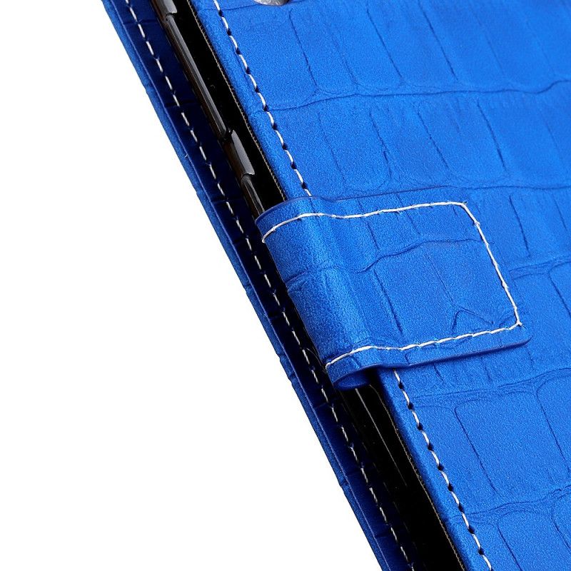 Lederhüllen iPhone 11 Pro Hellblau Krokodilleder-Effektnähte