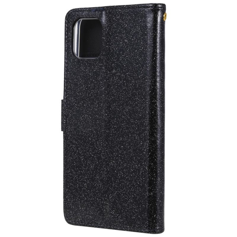 Lederhüllen iPhone 11 Pro Schwarz Handyhülle Pailletten Und Diamanten