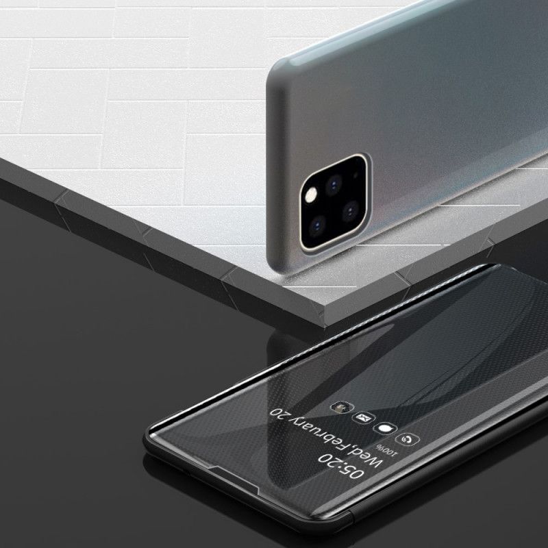 Sichtabdeckung iPhone 11 Pro Schwarz Spiegel Und Kunstleder