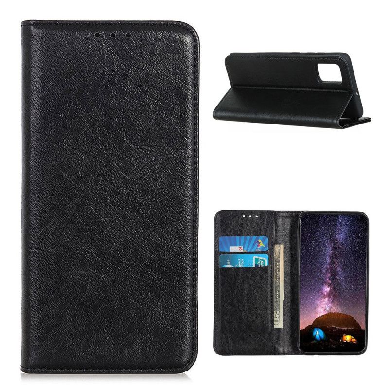 Flip Case OnePlus 8T Schwarz Elegantes Geteiltes Litschileder