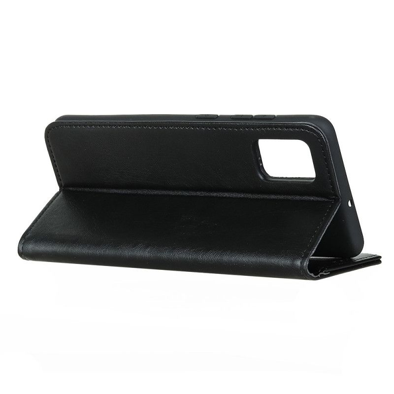 Flip Case OnePlus 8T Schwarz Elegantes Geteiltes Litschileder