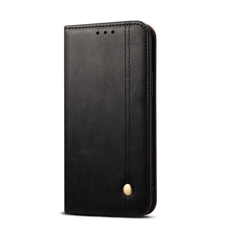 Flip Case OnePlus 8T Schwarz Genähter Ledereffekt