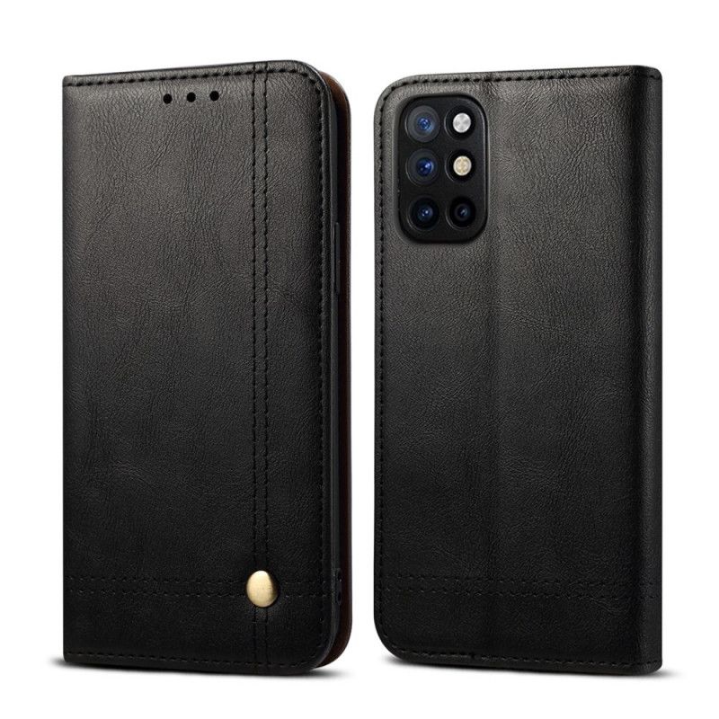 Flip Case OnePlus 8T Schwarz Genähter Ledereffekt