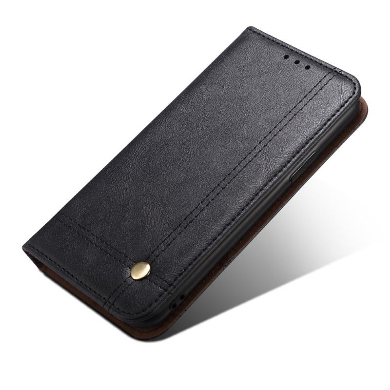 Flip Case OnePlus 8T Schwarz Genähter Ledereffekt