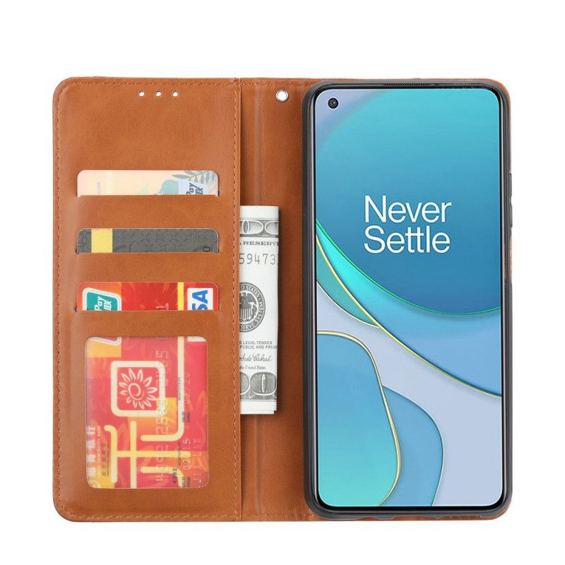 Flip Case OnePlus 8T Schwarz Kartenhalter Aus Kunstleder