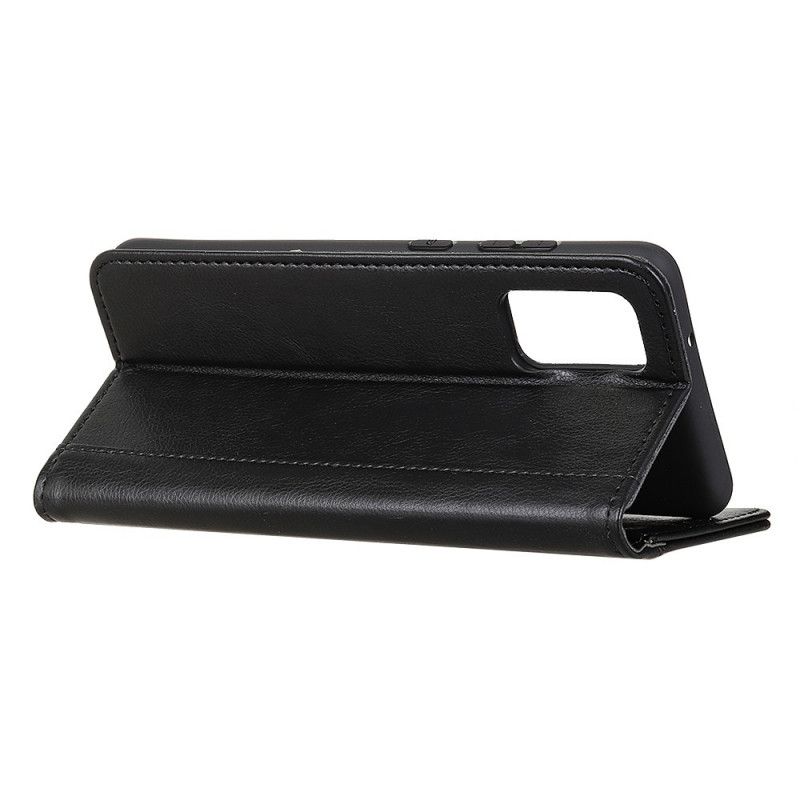 Flip Case OnePlus 8T Schwarz Litschi-Spaltlederversion