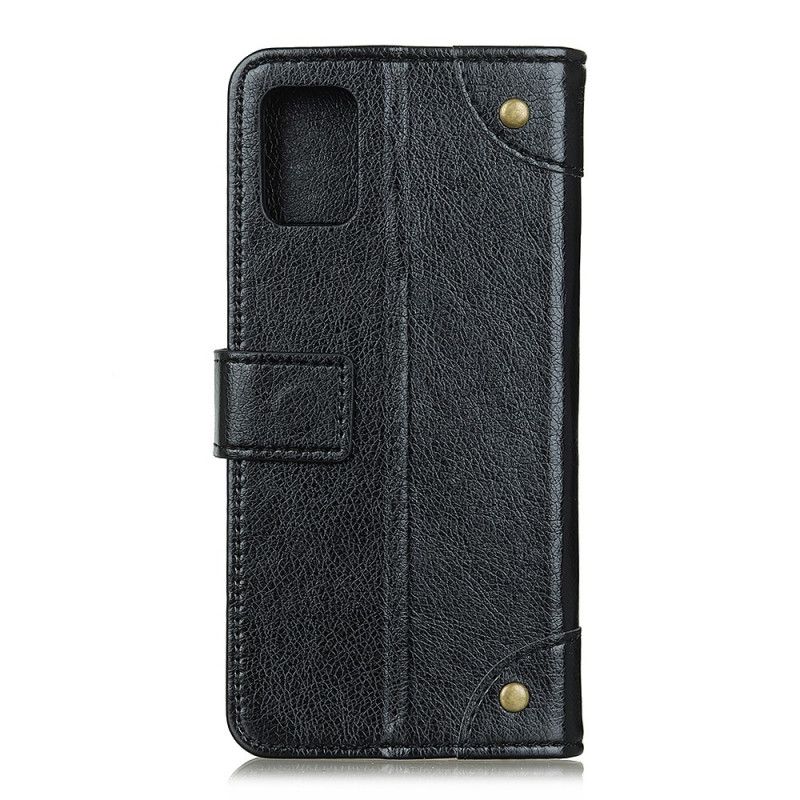Flip Case OnePlus 8T Schwarz Nappalederstil