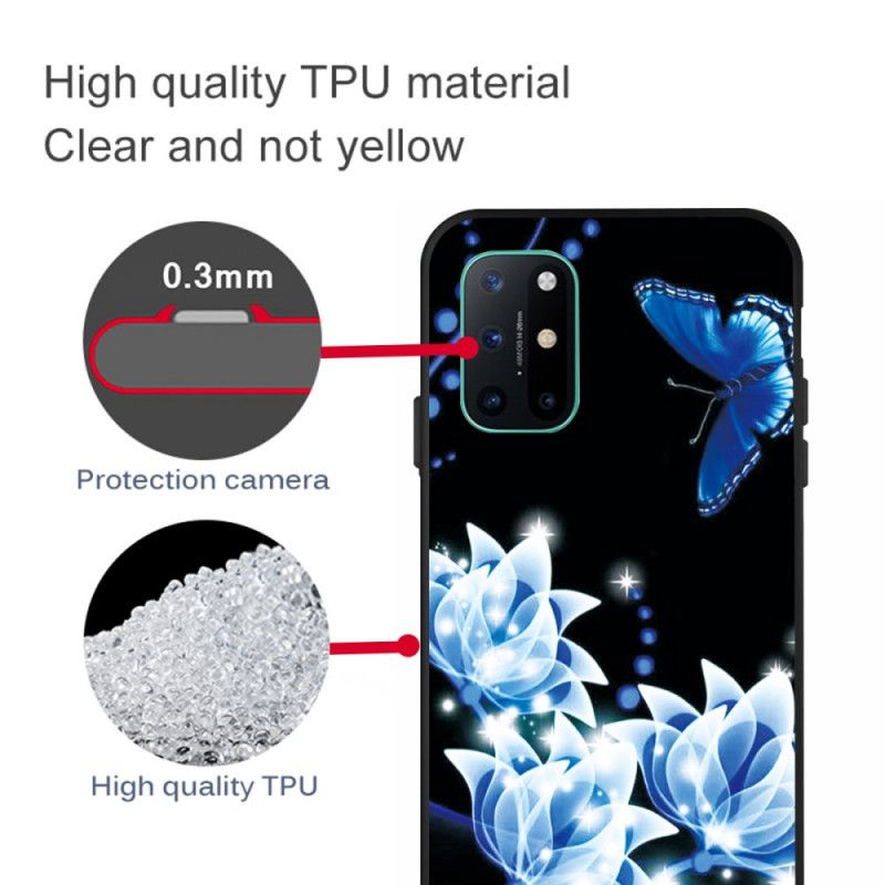 Hülle Für OnePlus 8T Schmetterling Und Blaue Blüten