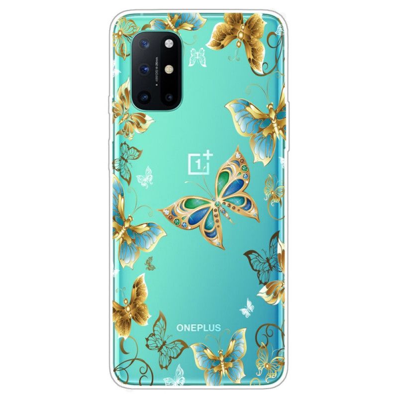 Hülle OnePlus 8T Gold Schmetterlinge