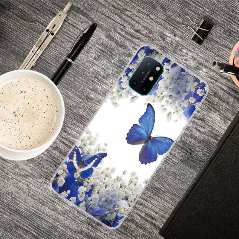 Hülle OnePlus 8T Gold Schmetterlinge