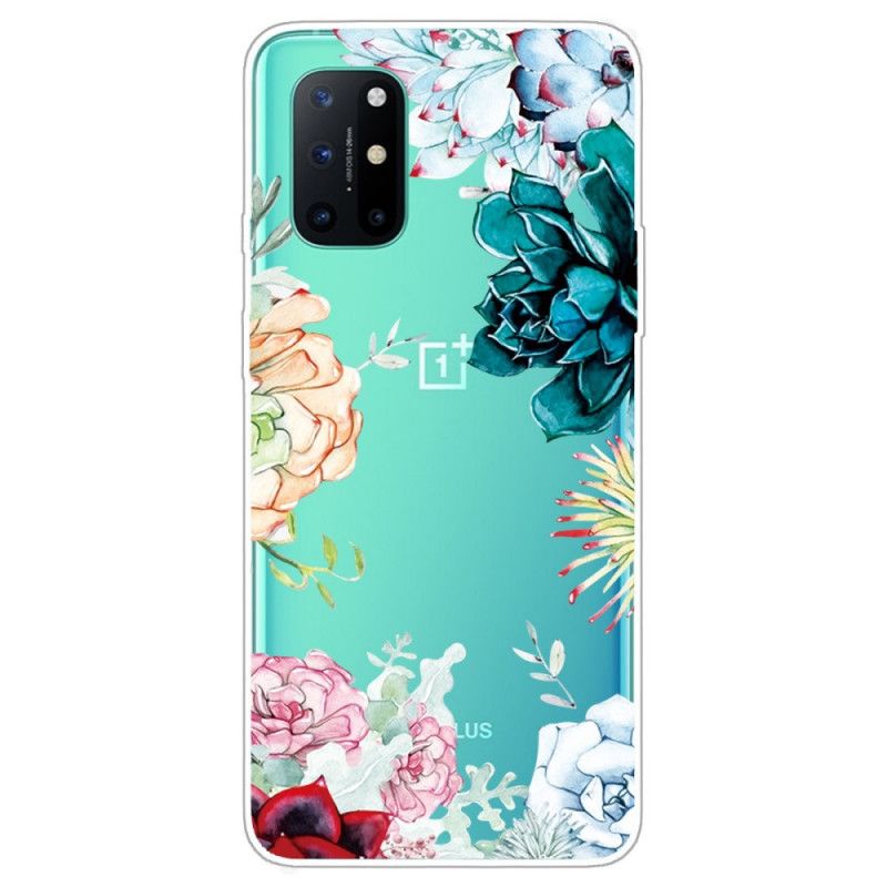 Hülle OnePlus 8T Handyhülle Transparente Aquarellblumen