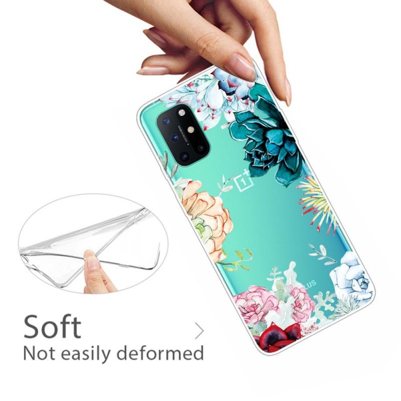 Hülle OnePlus 8T Handyhülle Transparente Aquarellblumen