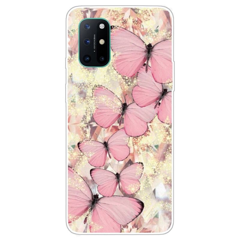 Hülle OnePlus 8T Pink Schmetterlinge Schmetterlinge