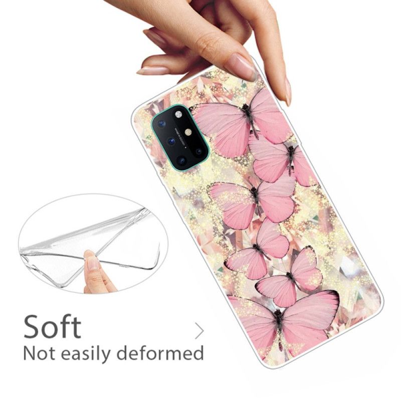 Hülle OnePlus 8T Pink Schmetterlinge Schmetterlinge