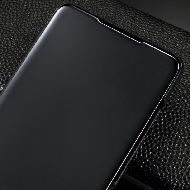 Ansichtsabdeckung Huawei P30 Schwarz Spiegel Und Ledereffekt