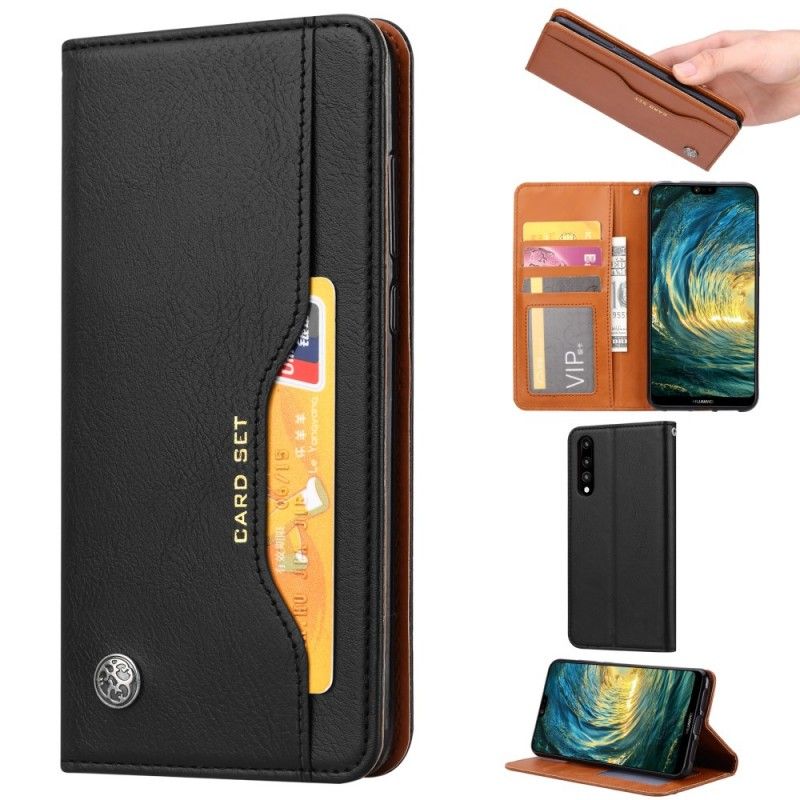 Flip Case Für Huawei P30 Schwarz Kartenhalter Aus Kunstleder