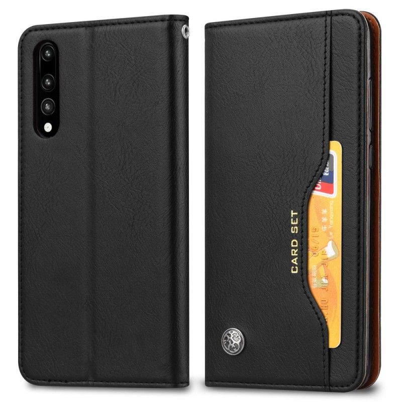 Flip Case Für Huawei P30 Schwarz Kartenhalter Aus Kunstleder