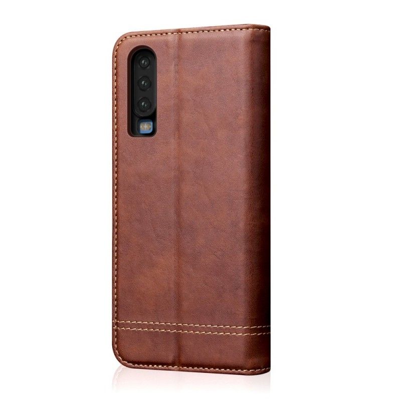 Flip Case Huawei P30 Schwarz Handyhülle Ledereffektnähte