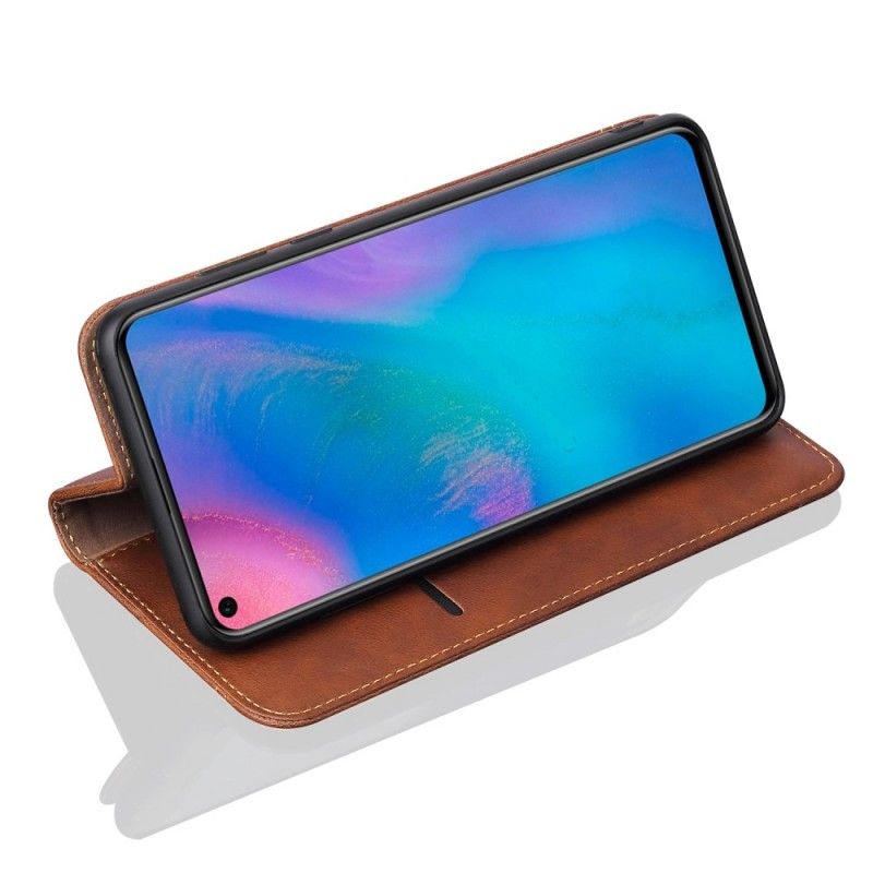 Flip Case Huawei P30 Schwarz Handyhülle Ledereffektnähte