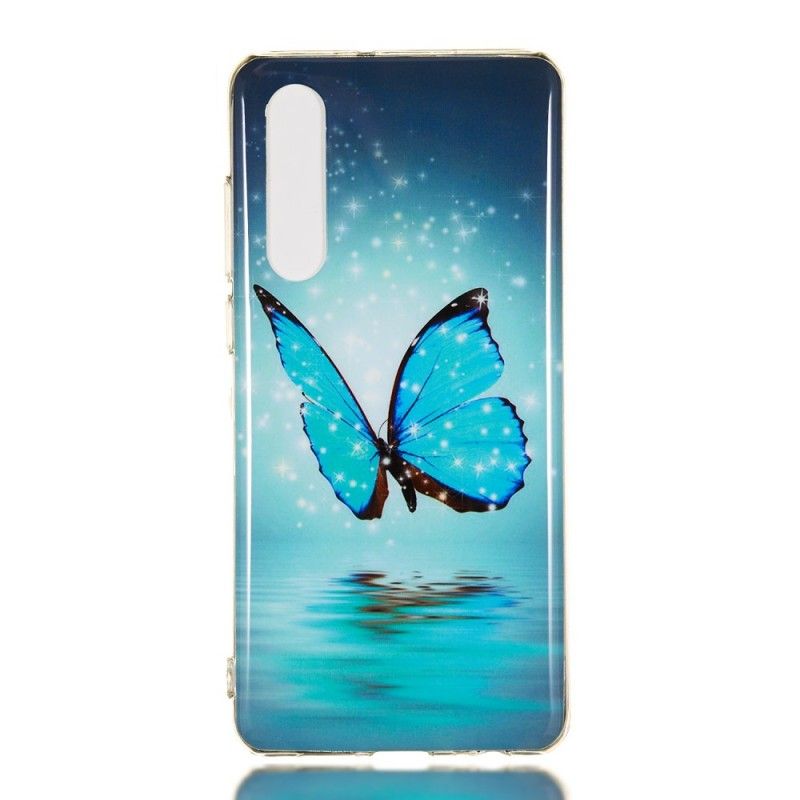 Hülle Für Huawei P30 Fluoreszierender Blauer Schmetterling