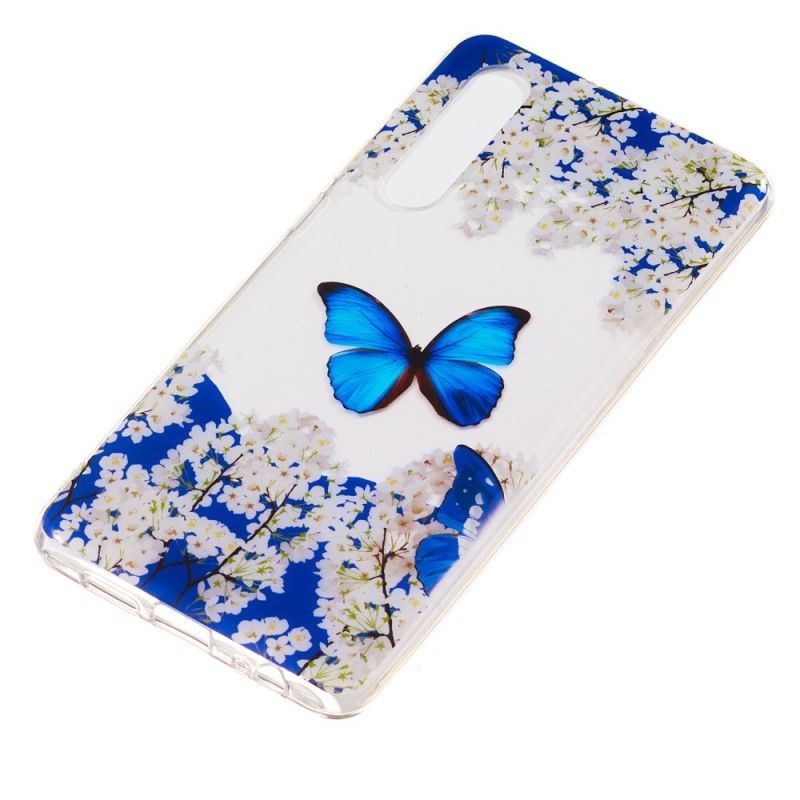 Hülle Huawei P30 Handyhülle Blauer Schmetterling Und Winterblumen