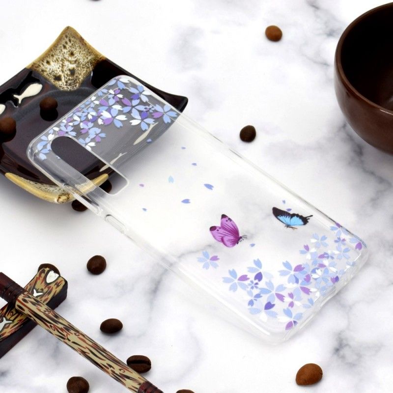 Hülle Huawei P30 Handyhülle Transparente Schmetterlinge Und Blumen