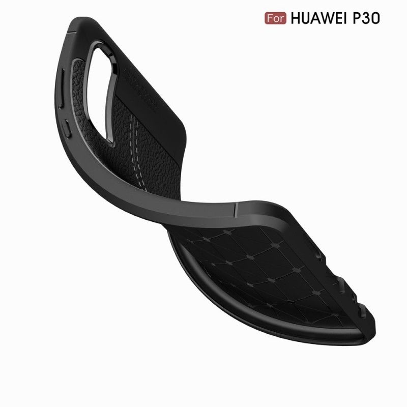 Hülle Huawei P30 Schwarz Doppellinien-Litschileder-Effekt