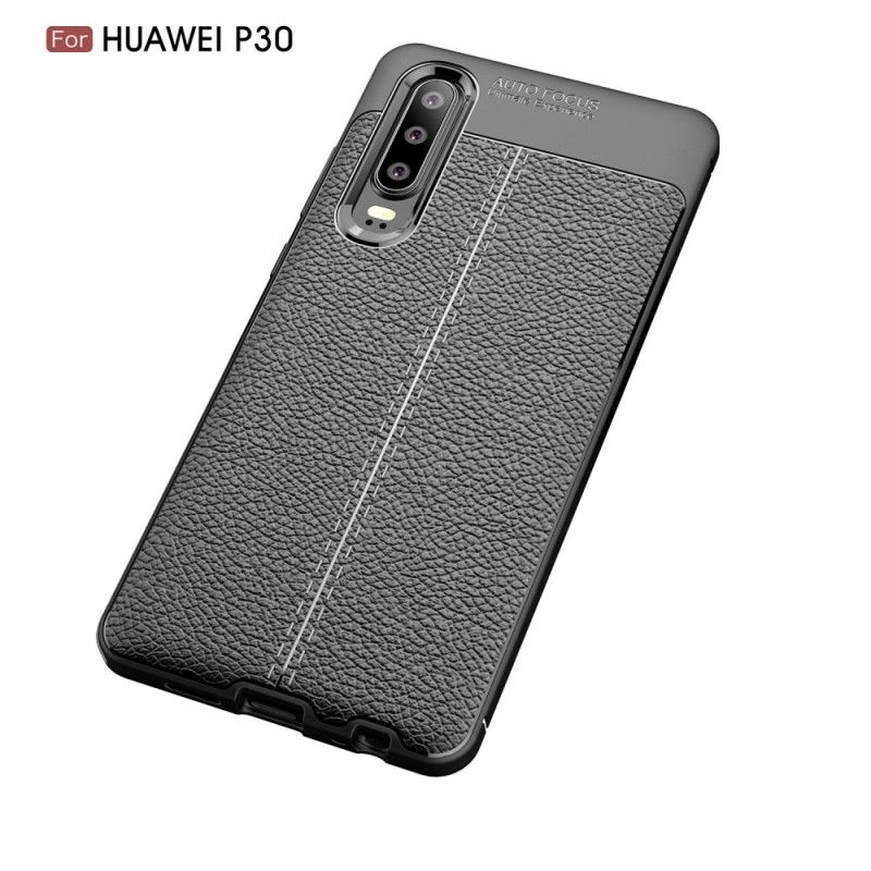 Hülle Huawei P30 Schwarz Doppellinien-Litschileder-Effekt