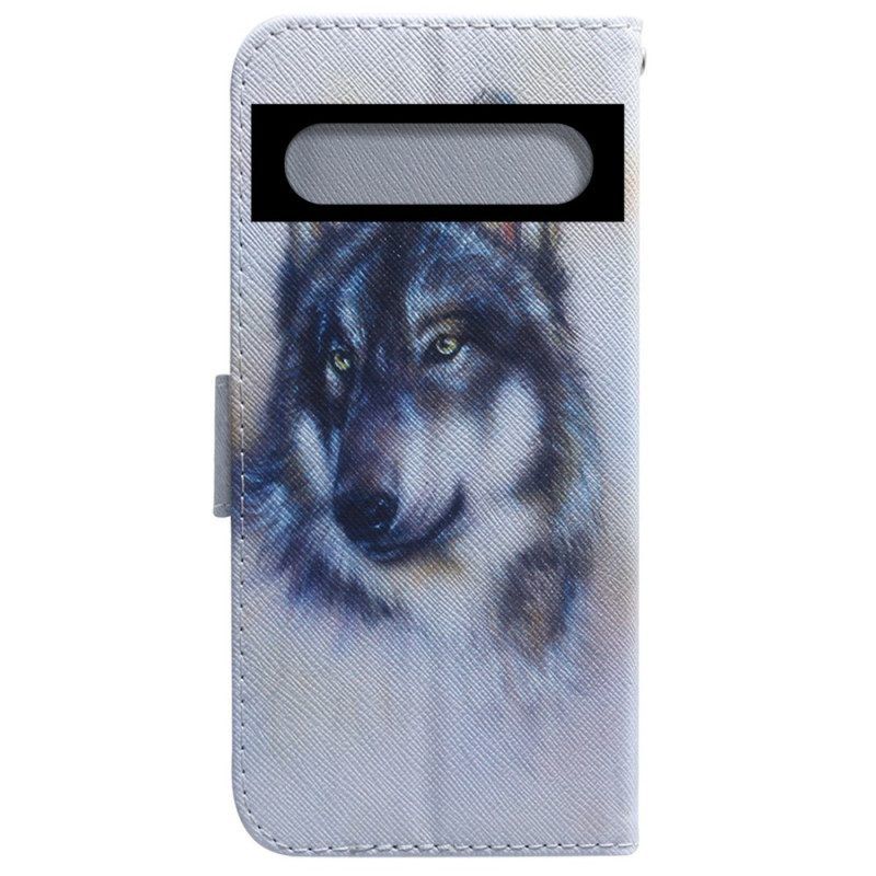 Flip Case Für Google Pixel 7 Pro Aquarell-wolf