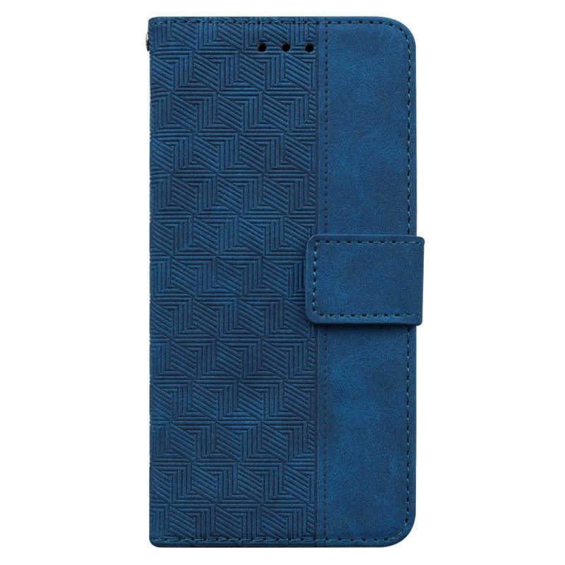 Flip Case Für Google Pixel 7 Pro Mit Kordel Riemchenmuster