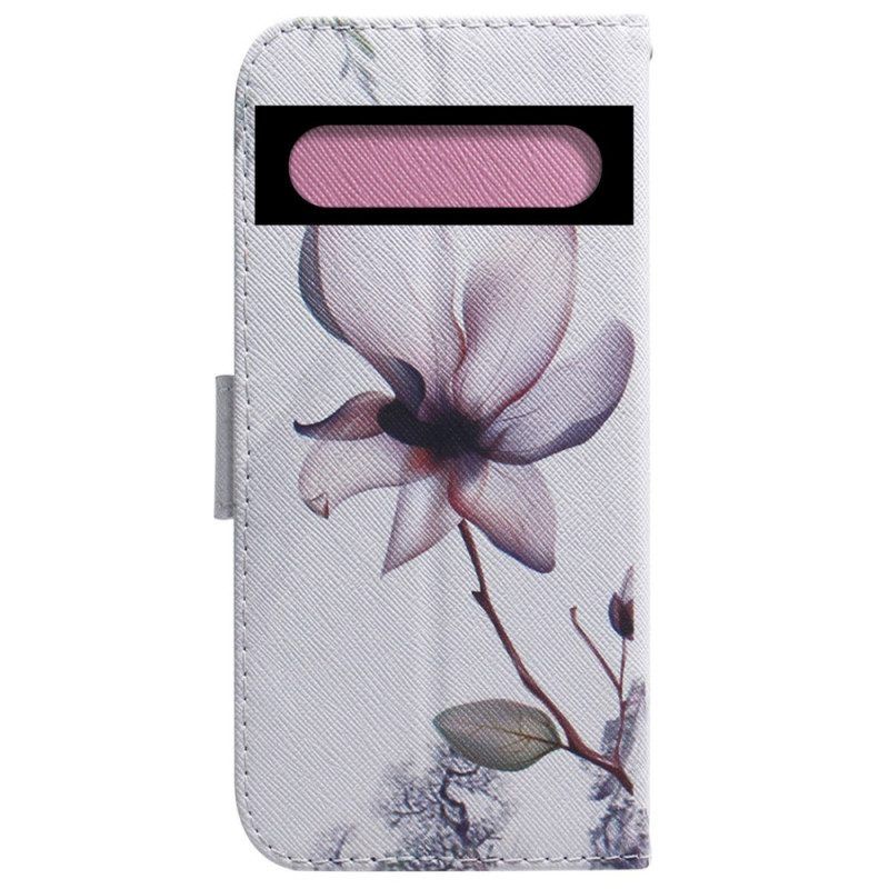 Flip Case Für Google Pixel 7 Pro Pinke Blume