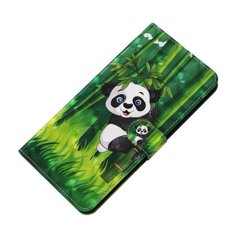 Lederhüllen Für Google Pixel 7 Pro Mit Kordel Panda Und Bambus Mit Schlüsselband