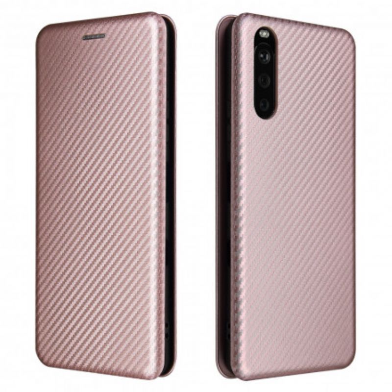 Flip Case Sony Xperia 10 Iii Handyhülle Farbiges Carbon-silikon