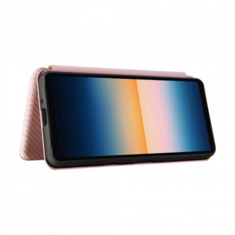 Flip Case Sony Xperia 10 Iii Handyhülle Farbiges Carbon-silikon