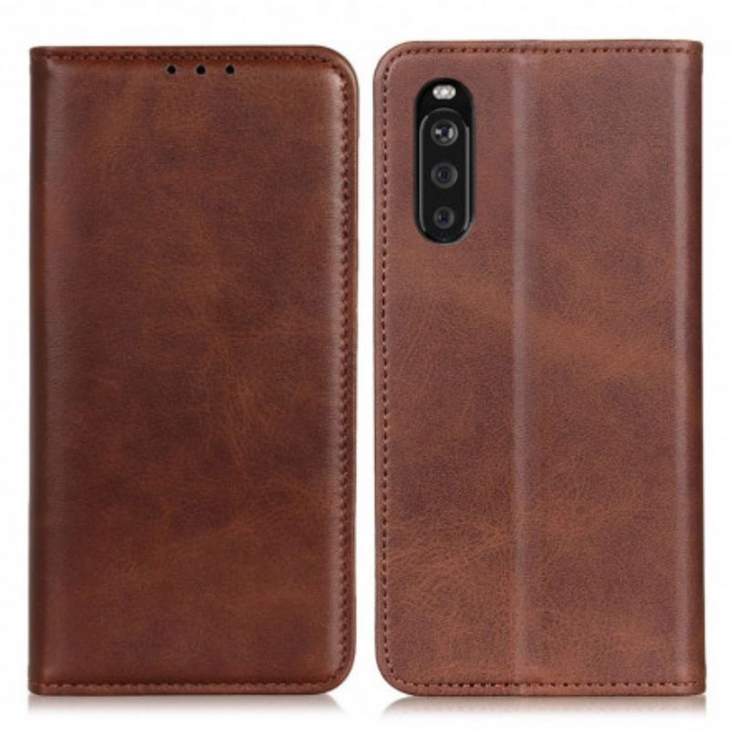 Flip Case Sony Xperia 10 Iii Spaltleder Eleganz