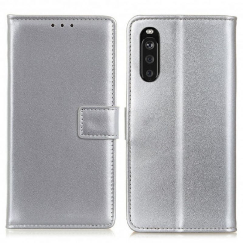 Lederhüllen Für Sony Xperia 10 Iii Glattes Kunstleder