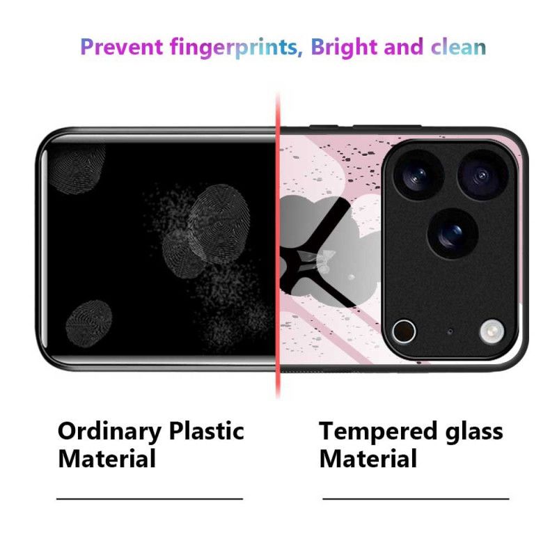 Hülle iPhone 17 Pro Max Gehärtetes Glas In Rosa Und Schwarz