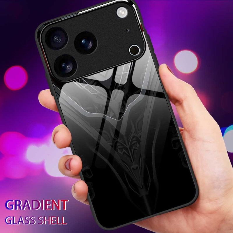 Hülle iPhone 17 Pro Max Handyhülle Gehärtetes Schwarzes Glasdesign