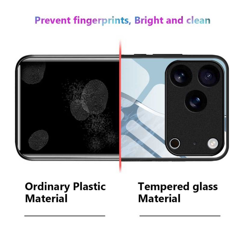 Hülle iPhone 17 Pro Max Handyhülle Hellblaues Sicherheitsglas Mit Design